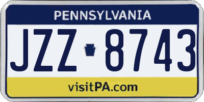 PA license plate JZZ8743