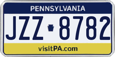 PA license plate JZZ8782