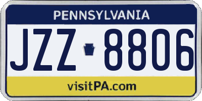 PA license plate JZZ8806