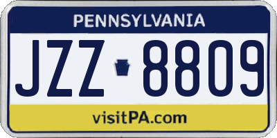 PA license plate JZZ8809