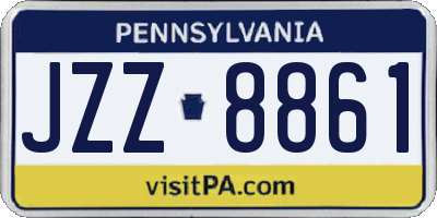 PA license plate JZZ8861