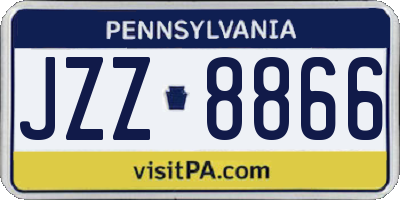 PA license plate JZZ8866