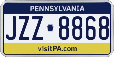 PA license plate JZZ8868