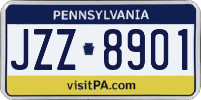 PA license plate JZZ8901