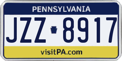 PA license plate JZZ8917