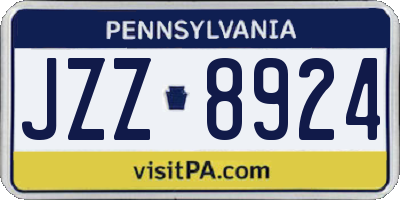 PA license plate JZZ8924