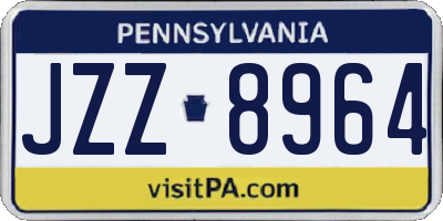 PA license plate JZZ8964