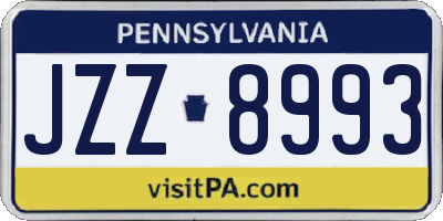 PA license plate JZZ8993