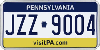 PA license plate JZZ9004