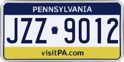 PA license plate JZZ9012