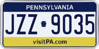 PA license plate JZZ9035