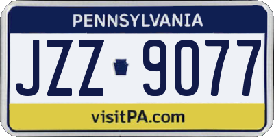 PA license plate JZZ9077