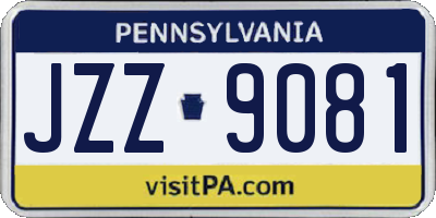 PA license plate JZZ9081