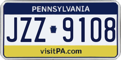 PA license plate JZZ9108