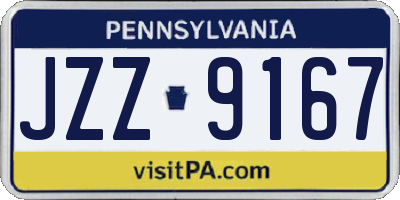 PA license plate JZZ9167