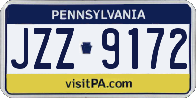 PA license plate JZZ9172