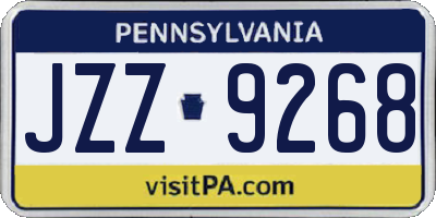 PA license plate JZZ9268