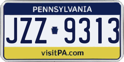 PA license plate JZZ9313
