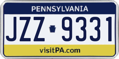 PA license plate JZZ9331