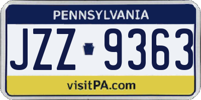 PA license plate JZZ9363
