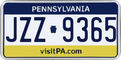 PA license plate JZZ9365