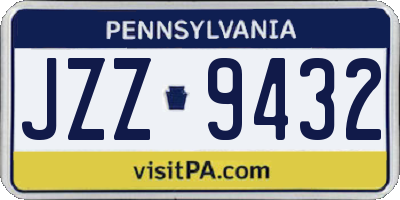 PA license plate JZZ9432