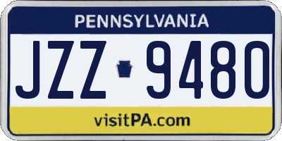 PA license plate JZZ9480
