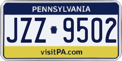 PA license plate JZZ9502