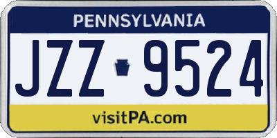 PA license plate JZZ9524