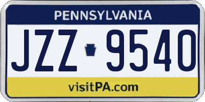 PA license plate JZZ9540