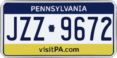 PA license plate JZZ9672