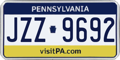 PA license plate JZZ9692