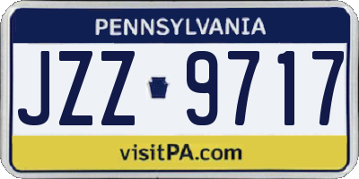 PA license plate JZZ9717
