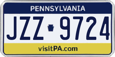 PA license plate JZZ9724