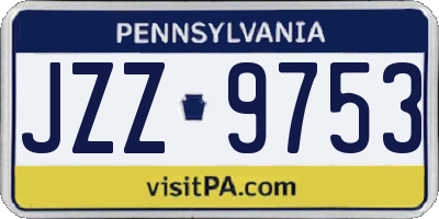 PA license plate JZZ9753