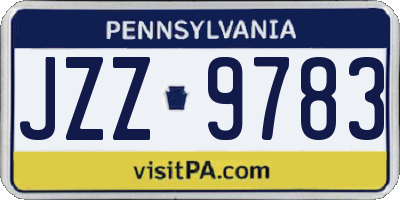 PA license plate JZZ9783