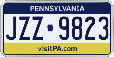 PA license plate JZZ9823