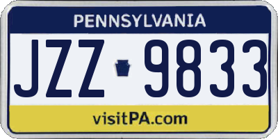 PA license plate JZZ9833