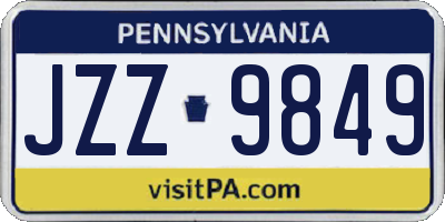 PA license plate JZZ9849