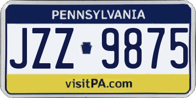 PA license plate JZZ9875