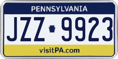 PA license plate JZZ9923