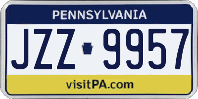 PA license plate JZZ9957