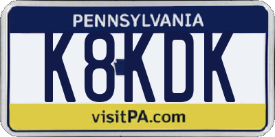 PA license plate K8KDK