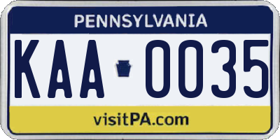 PA license plate KAA0035