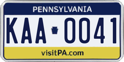 PA license plate KAA0041