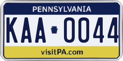 PA license plate KAA0044
