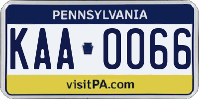PA license plate KAA0066