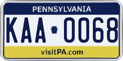 PA license plate KAA0068