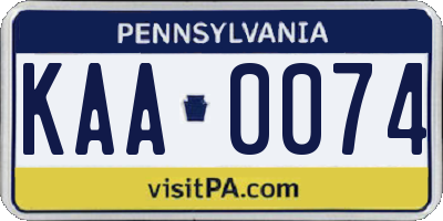 PA license plate KAA0074