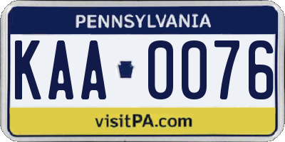 PA license plate KAA0076